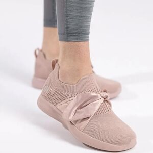 Skechers Slip-On Sneakers with Bow Accent In Blush Pink